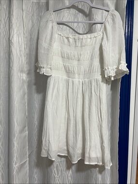As U Wish White Midi Dress with Puff Sleeves
